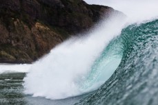 An empty wave peels through during a punchy swell at Aramoana, Dunedin, New Zealand.