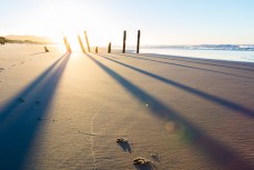 The world-famous St Clair Poles at St Clair, Dunedin, New Zealand.