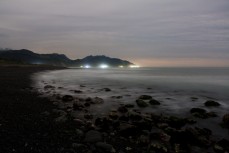 Workers operate around the clock to open State Highway 1 north of Kaikoura, Canterbury, New Zealand.