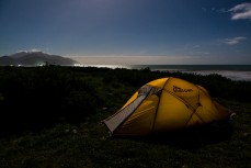 Camping on the coast at Meatworks, Kaikoura, New Zealand.