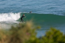Rising grom Luke Rogers finding some great waves at St Kilda, Dunedin, New Zealand.