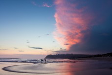 Sunset at St Kilda Beach, Dunedin, New Zealand. 