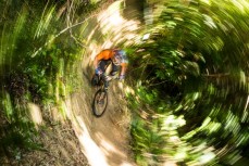 Leigthon Kirk, of Karitane, getting dizzy during Day 1 of racing in the sixth edition of the Emerson's 3 Peaks Enduro mountain bike race held in the hills above Dunedin, New Zealand, at the weekend (December 02-03, 2017).