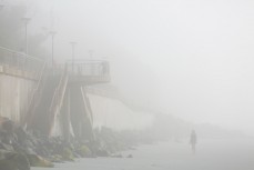 A heavy sea fog rolls into St Clair, Dunedin, New Zealand.
