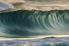 Motion blurred waves on dusk at St Kilda, Dunedin, New Zealand.