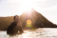 San Francisco artist Ian Ross makes the most of a sun-drenched dawn session at Blackhead Beach, Dunedin, New Zealand. 