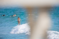 A surfer rides a wave at Snapper, a break near Coolangatta on the Gold Coast, Queensland, Australia.