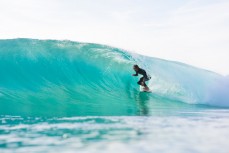 Kaya Horne revels in a dawnie at a break near Coolangatta on the Gold Coast, Queensland, Australia.