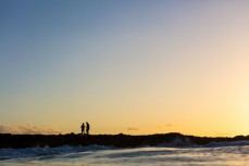 Sunset at Snapper Rocks a break near Coolangatta on the Gold Coast, Queensland, Australia.