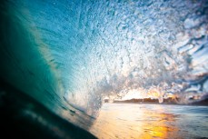 Clean lips during a sunset session during a cold winter ground swell at St Kilda, Dunedin, New Zealand.