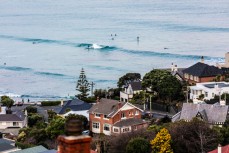 A small winter swell rolls in at St Clair, Dunedin, New Zealand. 