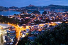Port Chalmers on dusk, Dunedin, New Zealand.