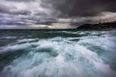 A storm front bears down on St Clair, Dunedin, New Zealand. 