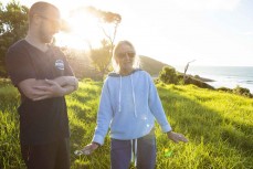 Luke and Liz Hughes in the afternoon sun as a summer swell arrives at Raglan, Waikato, New Zealand.
Credit: www.boxoflight.com/Derek Morrison