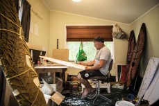 Artist Aaron Kereopa in his studio at Te Mata, Waikato, New Zealand.Credit: www.boxoflight.com/Derek Morrison