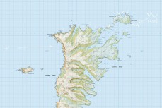 Map of the Auckland Islands, New Zealand. 