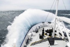 Professor Khromov (aka The Spirit of Enderby) negotiates heavy swell during a Heritage Expeditions voyage to the Sub-Antarctic Islands, New Zealand.