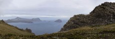 View into Northwest Bay from Lyall Col on Campbell Island during a Heritage Expeditions voyage to the Sub-Antarctic Islands, New Zealand.