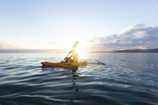 Darren Eade, morning paddle along the Warrington Coast, Dunedin, New Zealand.