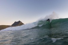 Jamie Civil off the top at Blackhead Beach, Dunedin, New Zealand.