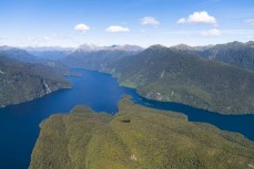Stunning waterways of Dusky Sound during a Heritage Expeditions voyage to Dusky Sound in Fiordland, New Zealand.