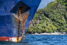 Professor Khromov aka The Spirit of Enderby at anchor in Dusky Sound during a Heritage Expeditions voyage to Dusky Sound in Fiordland, New Zealand.
