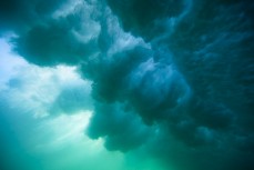 Underwater wave formations on dusk during a small summer swell at Blackhead, Dunedin, New Zealand. 