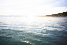 Taya Morrison surfing during a small summer swell at Blackhead, Dunedin, New Zealand. 