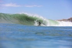 Leroy Rust on a solid wave at a point break near Dunedin, New Zealand.