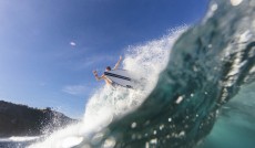 Lyndon Fairbairn launches from the lip at Uluwatu, Bali, Indonesia.