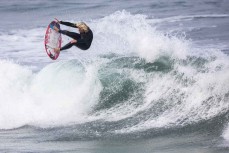 U18 Boy's champ, Taranaki's Tom Butland enjoys a freesurf after winning the title at the 2019 Emerson's Brewery South Island Surfing Championships held at St Clair, Dunedin, New Zealand.