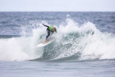 Estella Hungerford on her way to a win in the Open Women's at the 2019 Emerson's Brewery South Island Surfing Championships held at St Clair, Dunedin, New Zealand.
