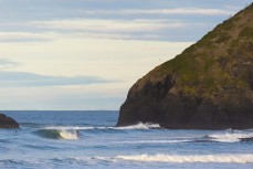 A small winter swell at beach near St Clair, Dunedin, New Zealand. 