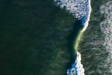 Aerial view of waves at Blackhead Beach, Dunedin, New Zealand.