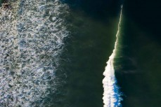 Aerial view of waves at Blackhead Beach, Dunedin, New Zealand.