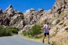 Ultra endurance athlete Glenn Sutton, of Dunedin, New Zealand, prepares for the Badwater 135, the world's toughest footrace, held through Death Valley, California, in July, with a pre-race run through the Alabama Hills near Lone Pine. 