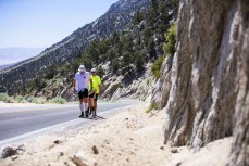 Ultra endurance athlete Glenn Sutton, of Dunedin, New Zealand, in the final 10 miles as he approaches the finishline at Mt Whitney during the Badwater 135, the world's toughest footrace, held through Death Valley, California, in July. 