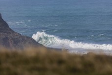 A big southeast swell hits the beaches of the Otago Peninsula, Dunedin, New Zealand.