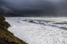 Storm surf near Greymouth, West Coast, New Zealand.