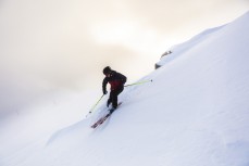 Evan Williams finds a line on Rainbow Ski Area near Nelson, Tasman, New Zealand.