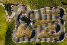 Late afternoon sunshine at Raglan Skate Park, Raglan, Waikato, New Zealand.