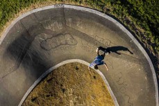 Late afternoon sunshine at Raglan Skate Park, Raglan, Waikato, New Zealand.