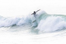 Luke Murphy unleashes on the end section during a small swell at St Clair, Dunedin, New Zealand.
