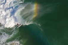 Exit line in stormy surf at Blackhead, Dunedin, New Zealand.