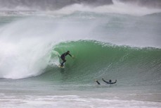 Jarred Hancox rides a tube during a storm swell at a remote beach break in the Catlins, New Zealand.
Credit: www.boxoflight.com/Derek Morrison