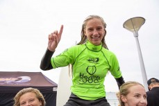 Open Women's Winner Ava Henderson, of Christchurch, is chaired up the beach after the Health 2000 2020 New Zealand Surfing Championships held at St Clair, Dunedin, New Zealand.