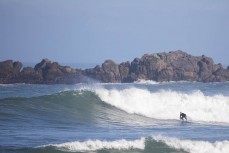 Lee Morris finds a wave at Tauranga Bay, Westport, West Coast, New Zealand.