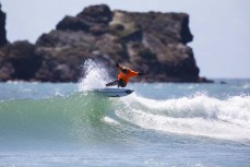 Ava Henderson in action as she wins the Under 16s and Under 18s at Tauranga Bay, Westport, West Coast, New Zealand.