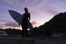 Under 16 national champ Liv Haysom up for the dawnie at Piha, Auckland, New Zealand.