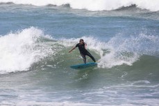 Shani Ayson, giving the groms a few lessons in the channel at St Clair, Dunedin, New Zealand.